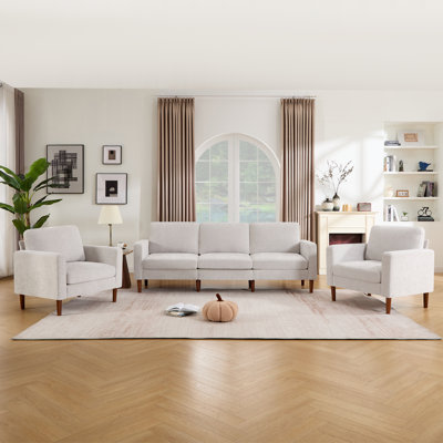 91.73" Sofa With 2 Armchair Accent Chair Living Room Set