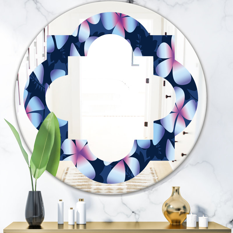 Miroir mural éclectique Quatrefoil Frangipani, 31,5 po x 31,5 po