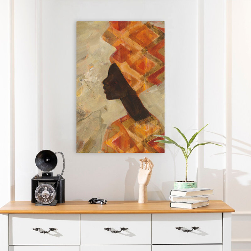 African Beauty II beige contemporain brun, H 24 po x l 16 po