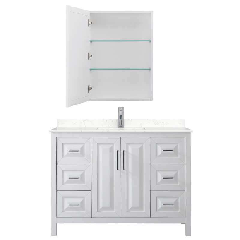 Daria 48'' W Vanity, White, Carrara Cultured Marble, Polished Chrome