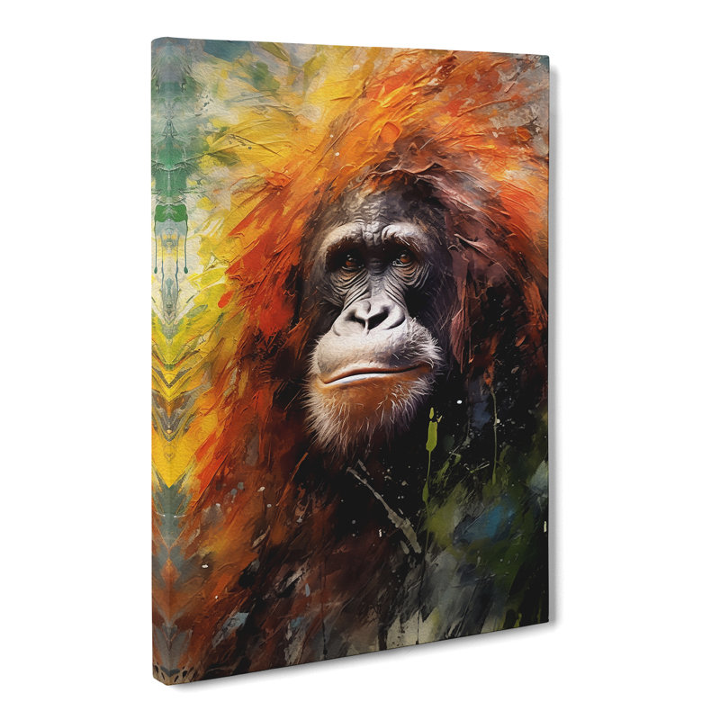 Orangutan Impressionism Art No.2 - Wrapped Canvas, 76cm H x 50cm W x 3cm D