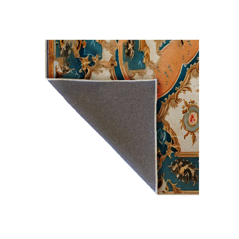 Tapis décoratif bleu traditionnel lavable à la machine, Tapis de couloir 2 pi 6 po x 9 pi 10 po inclus