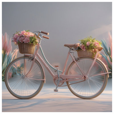 Pink Bicycle With Flowers Comforter