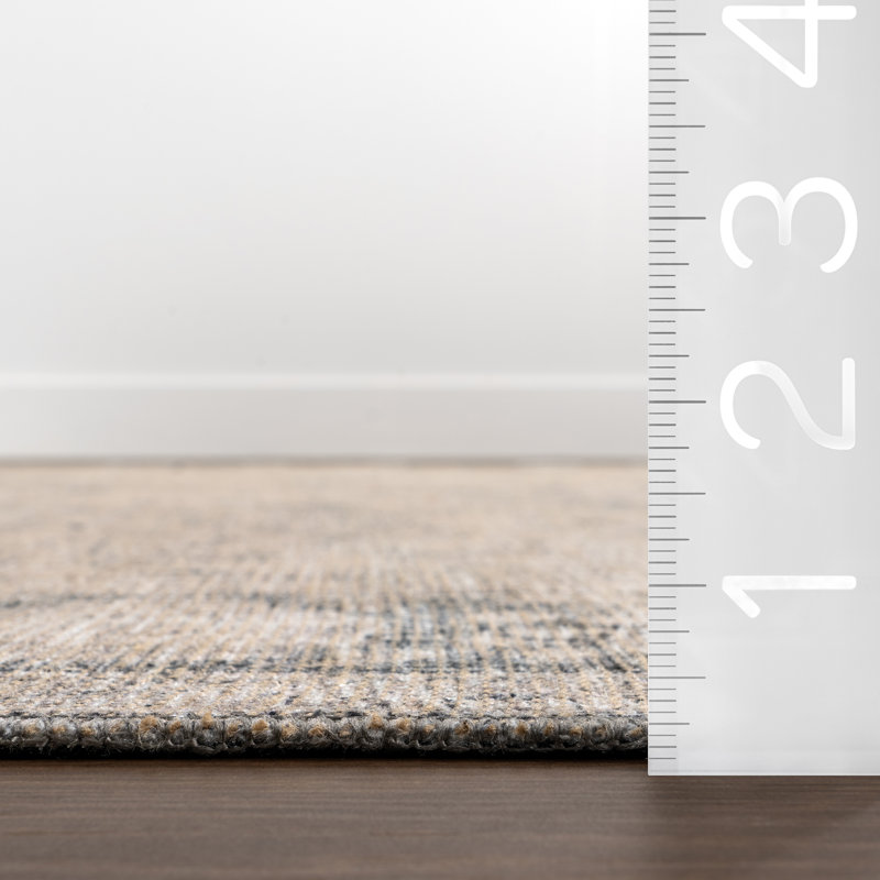 Jeccica Distressed Vintage Medallion Jute Blend Polyester Area Rug, Rectangle 10' x 13'