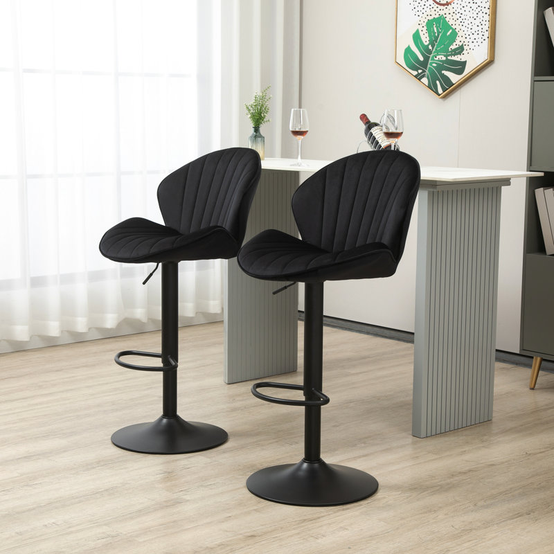 2 tabourets réglables avec dossier et repose-pieds, tabourets de bar à hauteur de comptoir noir pour pub de cuisine 2,