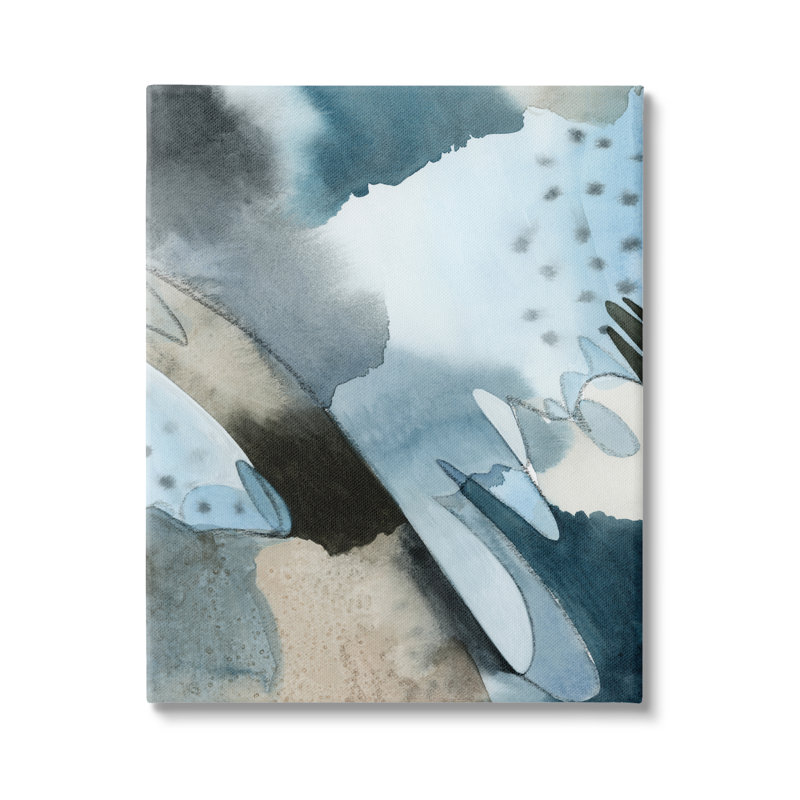 «Layered Scribble Shapes Abstract Blue Accent Forms» par Grace Popp - peinture sur toile tendue, Toile tendue