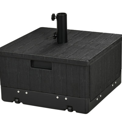 31 tables à parasol pour l'extérieur avec capacité de 175 lb, noir, avec roulettes et poignées lisses, fonctionnant comme table basse avec boîte à fleurs mobile et verrouillable