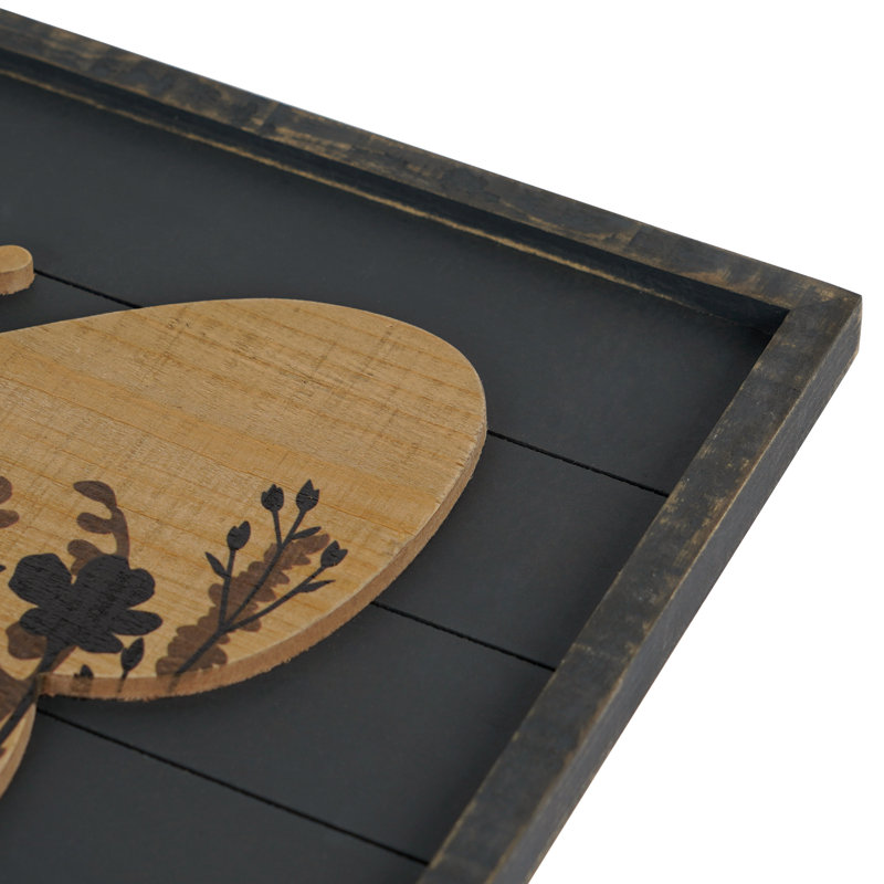 Décoration murale rustique en bois à motif floral