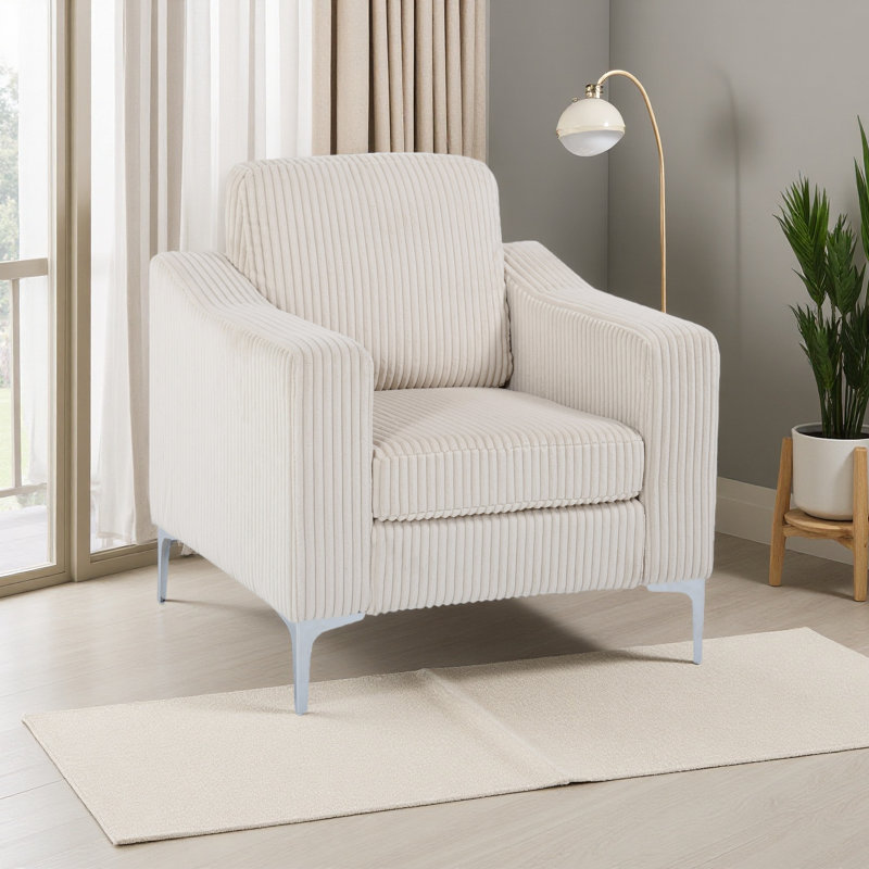 Canapé modulaire en velours côtelé convertible avec accoudoirs pouvant être assemblés, Beige