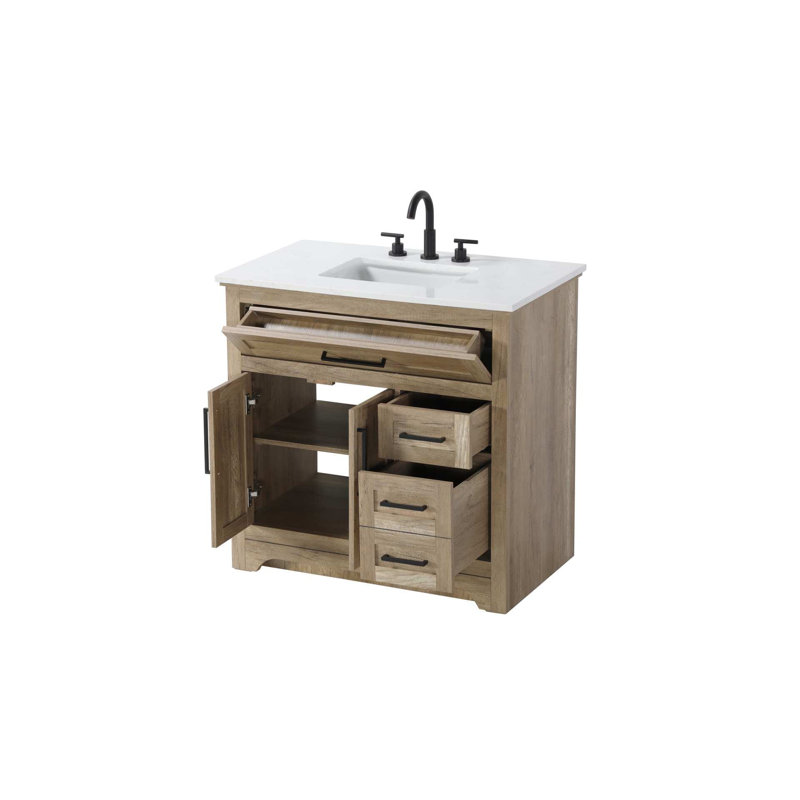 Meuble-lavabo simple 36 po en chêne naturel, 36", Chêne naturel
