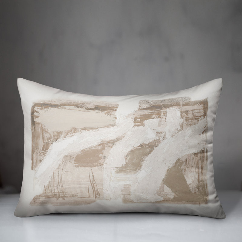 Coussin extérieur crème Painterly Abstract