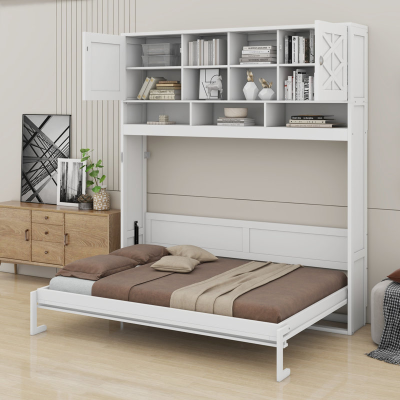 Lit escamotable avec grand espace de rangement et rayures