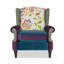 Fauteuil à oreilles à oreilles, velours floral et léopard, bleu sarcelle et jaune-or-1800619756