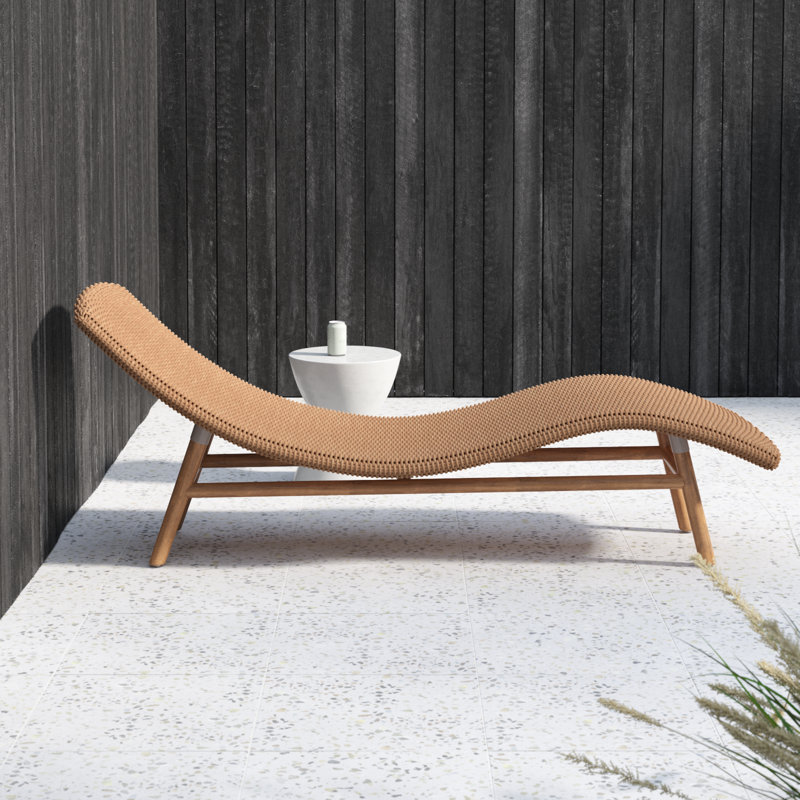 Janine Outdoor Teak Wood Chaise Lounge, Natural, Natural Teak