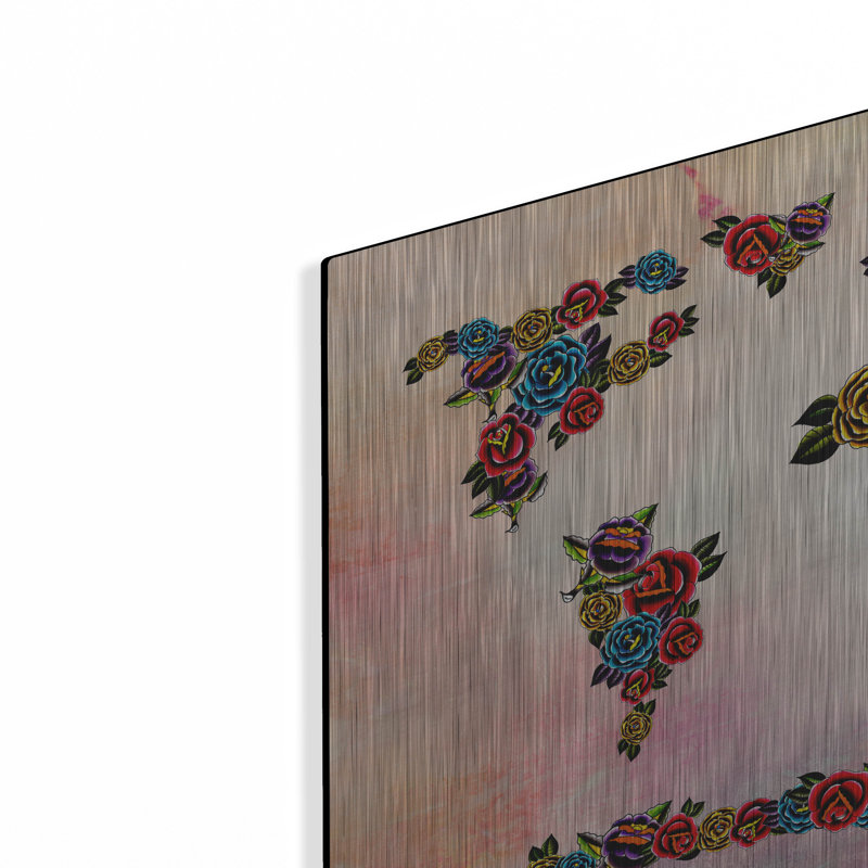 «Lark Manor», «Flowers Map» par Mark Ashkenazi, art mural en métal, H 16 po x l 24 po