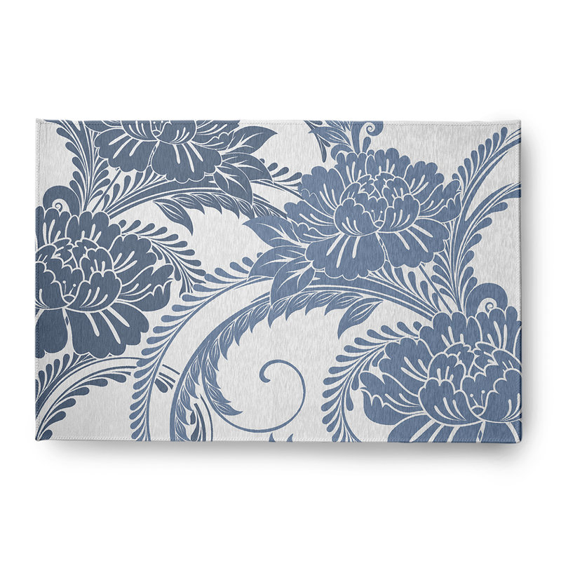 Ziniya Chenille Floral Indoor / Outdoor Rug, Rectangle 4' x 6'