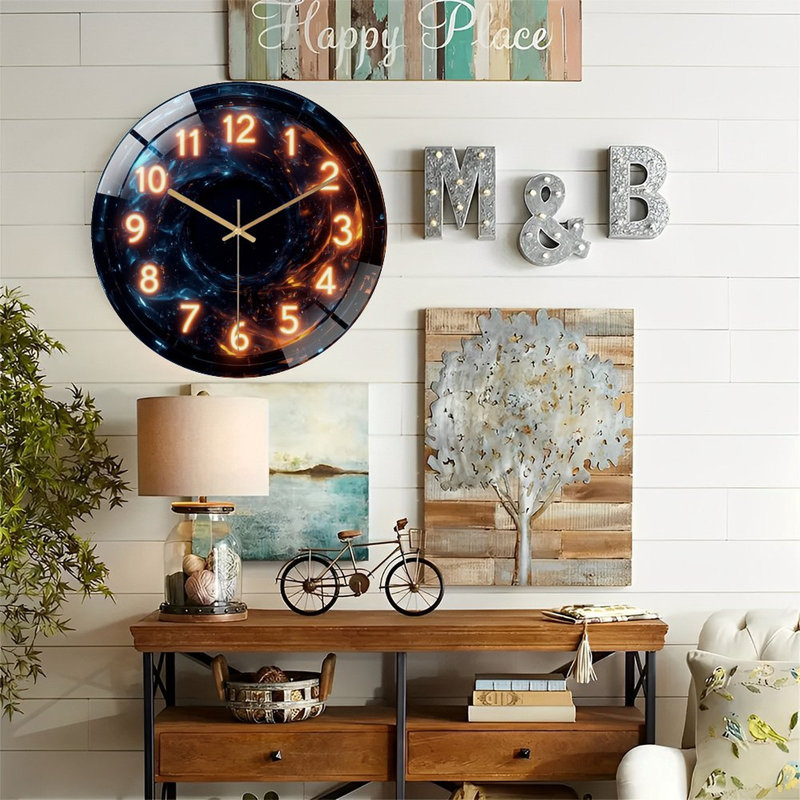 Horloge murale en verre 12 po