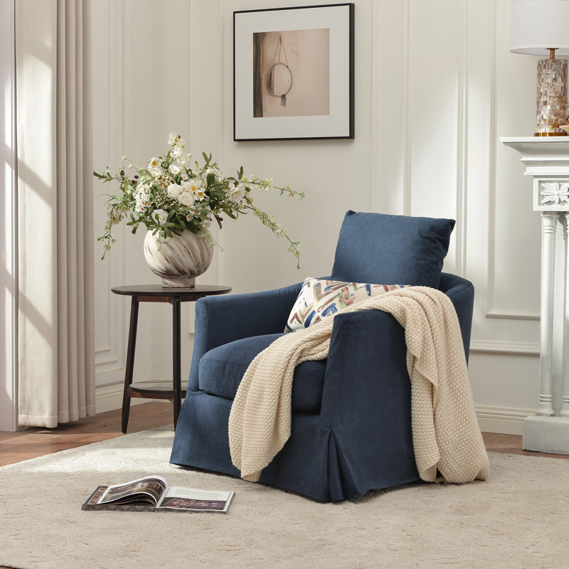 Fauteuil demi-tonneau pivotant rembourré de 32 po de largeur, Navy