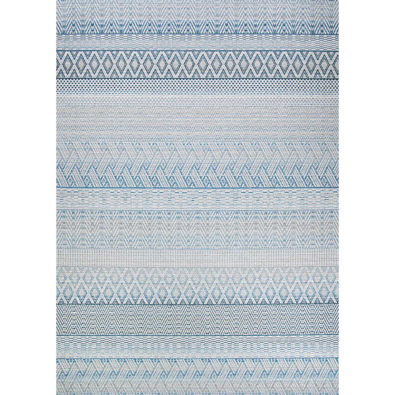Koski Geometric Flatweave Surf Blue Indoor Outdoor Area Rug, Rectangle 7'10" x 10'9"