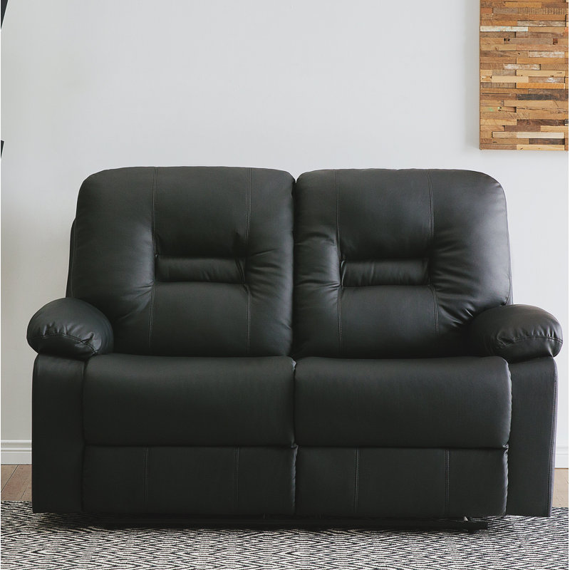 Bergen Faux Leather Reclining Loveseat, Black