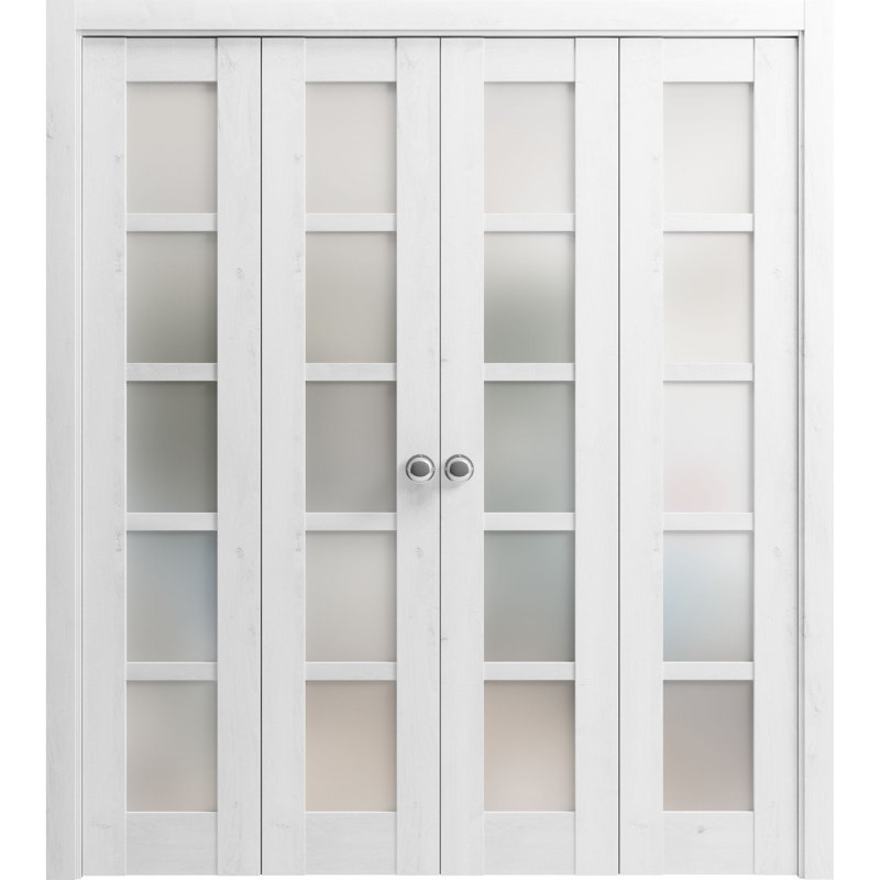 Porte pliante à panneaux en bois Quadro, 96 po x 80 po, Blanc nordique