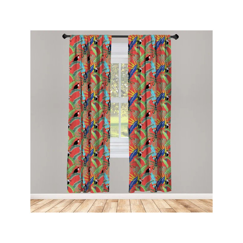 Toucan Semi-Sheer Rod Pocket Curtain Panels, 28" x 84"