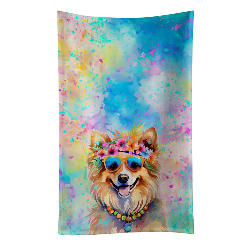 Pomeranian Hippie Dawg Kitchen Towel