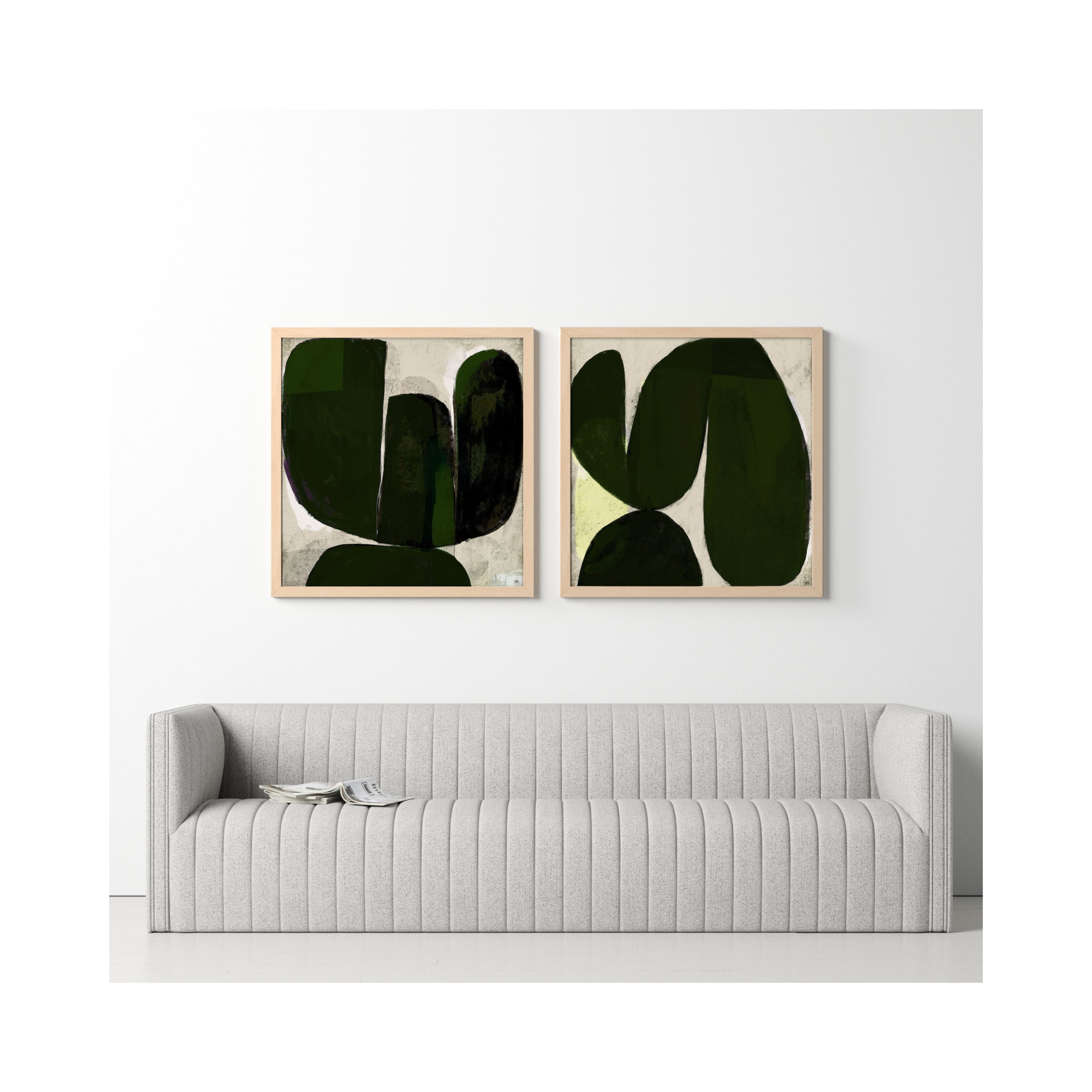 Succulent Set Of 2 by StudioM, 36" H x 36" W x 1.25" D, Brown