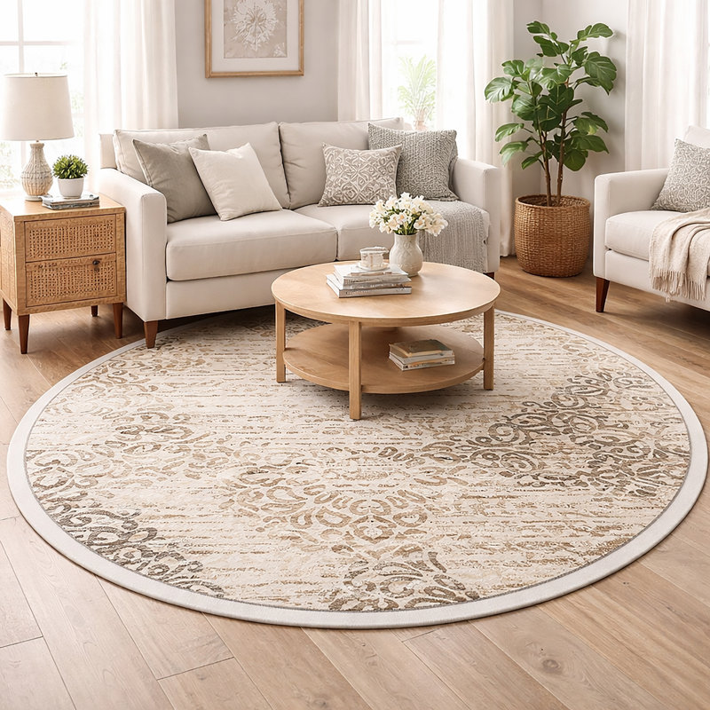 Tapis os / ivoire Ackermanville, Rond 7 pi 10 po
