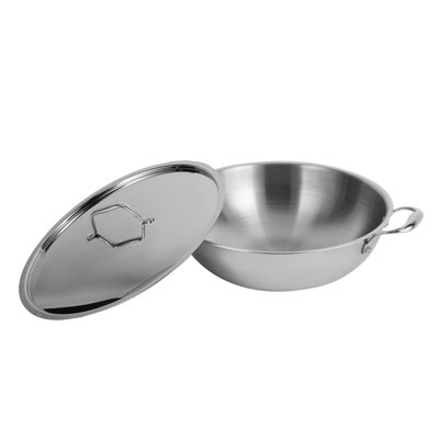 Royalford Triply Stainless-Steel Wok Pan with Lid