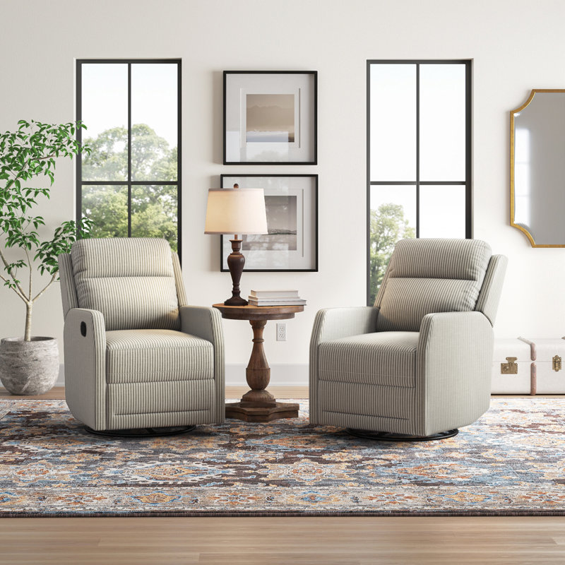 Caleya Modern Swivel Rocker Manual Recliner, Gray