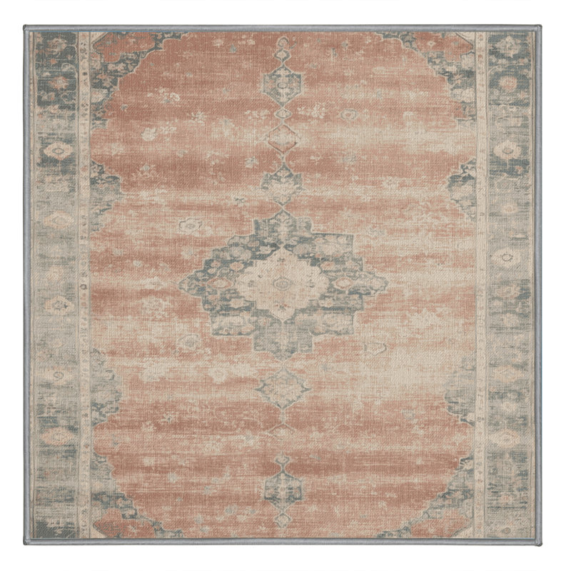 Machine Washable Overdyed Gray Area Rug, Square 8'