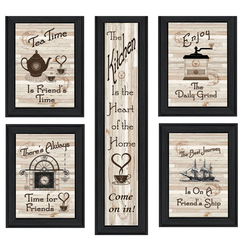 «Kitchen Friendship Collection» par Milkwork Engineering - Impression de 5 cadres photo sur papier, Cadre noir