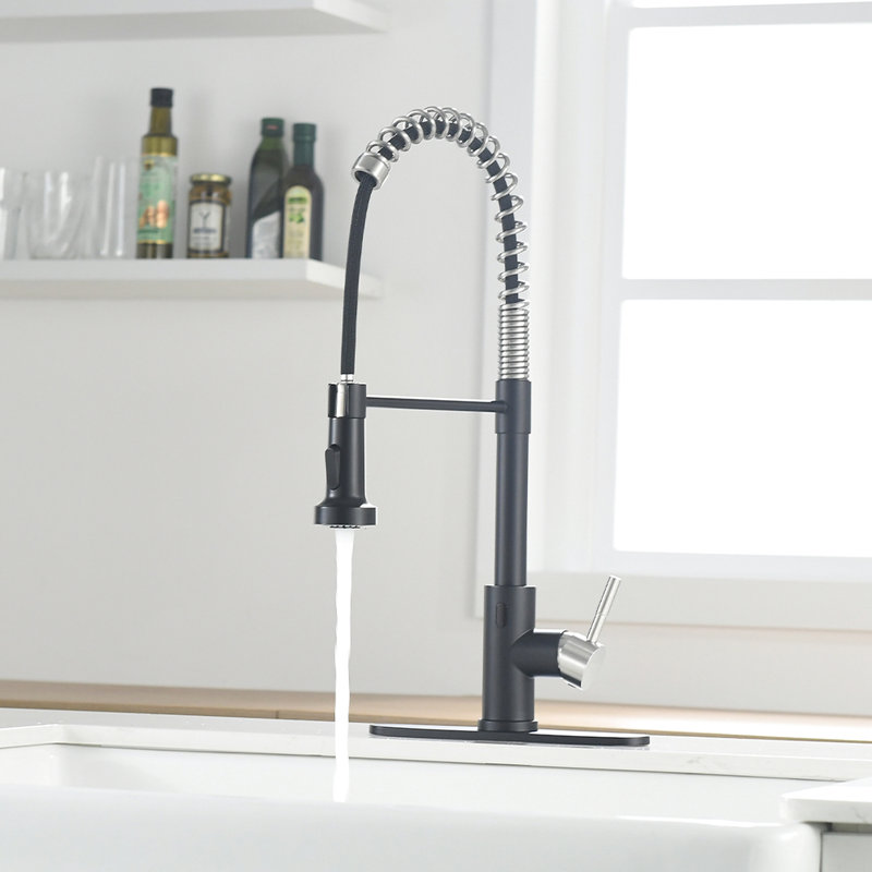 Robinet de cuisine avec capteur de mouvement - Automatique intelligent, sans contact, hygiénique et pratique pour les cuisines en acier inoxydable noir / argent