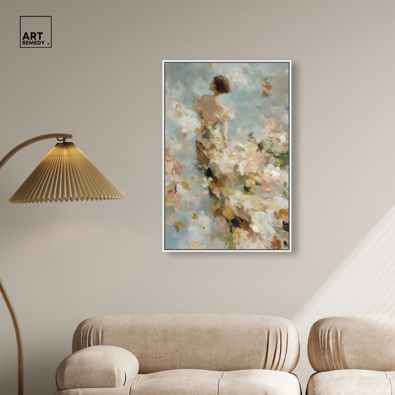 «Petal Gown», reproduction d'art sur toile encadrée par Glam Art par Art Remedy, cadre blanc, 24 x 36, H 37 po x l 25 po