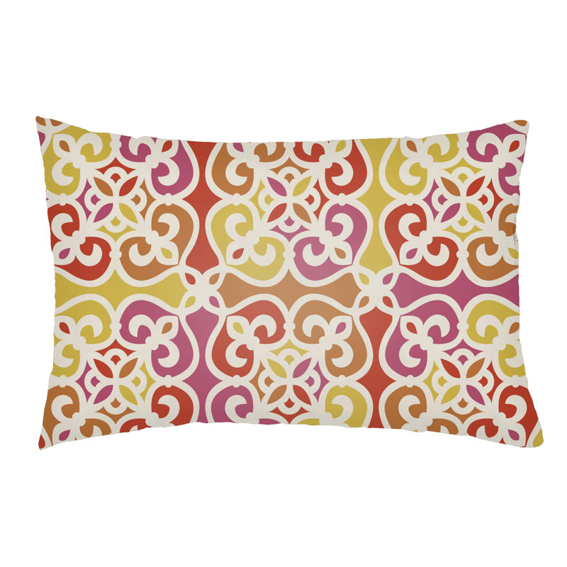 Alvey Indoor/Outdoor Lumbar Pillow, Hot Pink/Poppy Red
