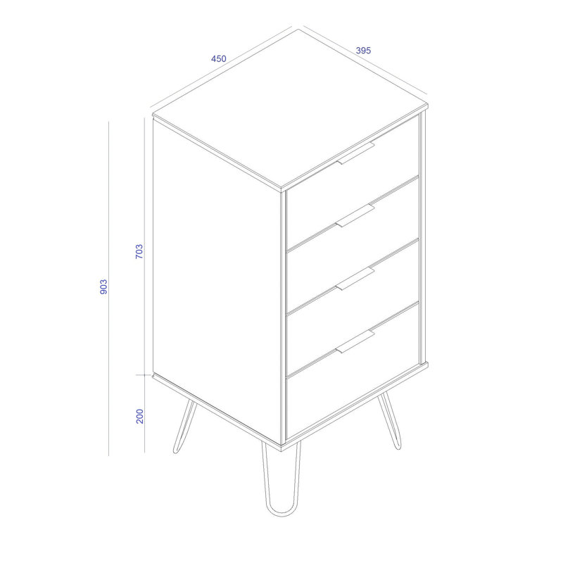 Dufresne 4 Drawer Narrow Chest of Drawers