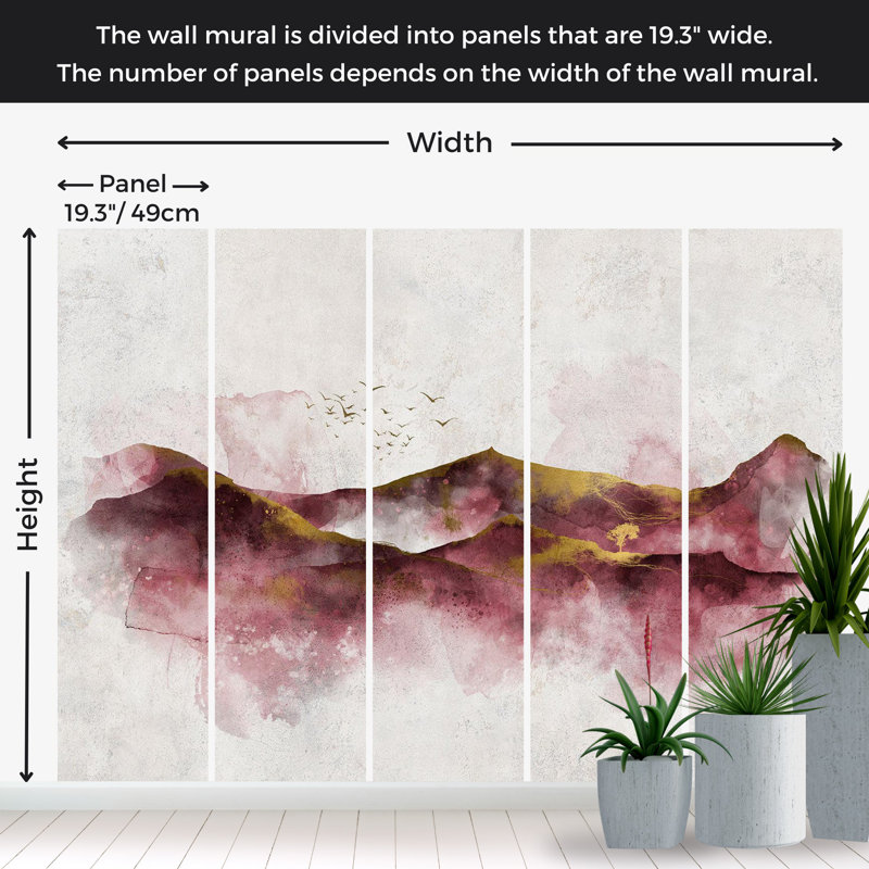Peel & Stick Landscape Wall Mural - Watercolor Golden Hour, 82" L x 115" W