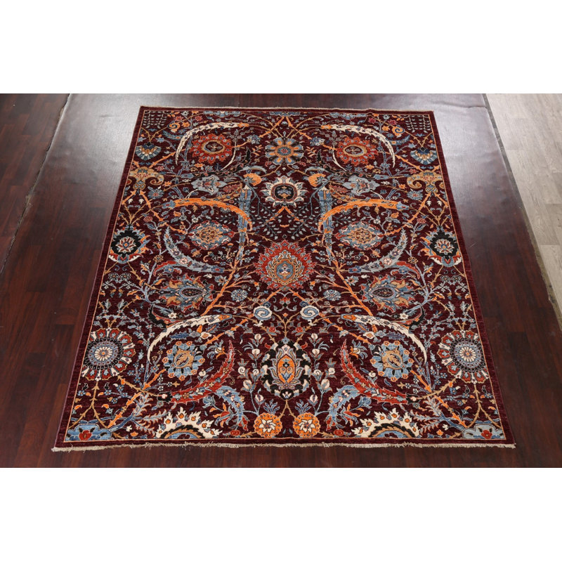 Tapis oriental unique à teinture végétale Ziegler noué à la main 8 pi 5 po x 9 pi 8 po