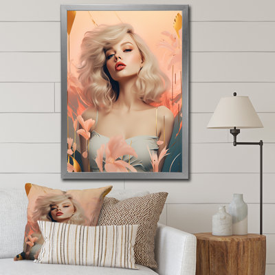 Impression sur toile Sensual Grace Art Nouveau, femme rose et beige I - Femme avant-garde