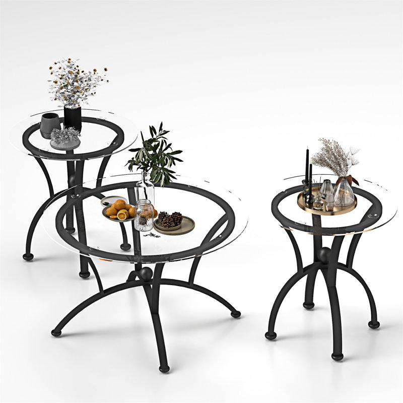Tempered Glass Surface Coffee Table Set