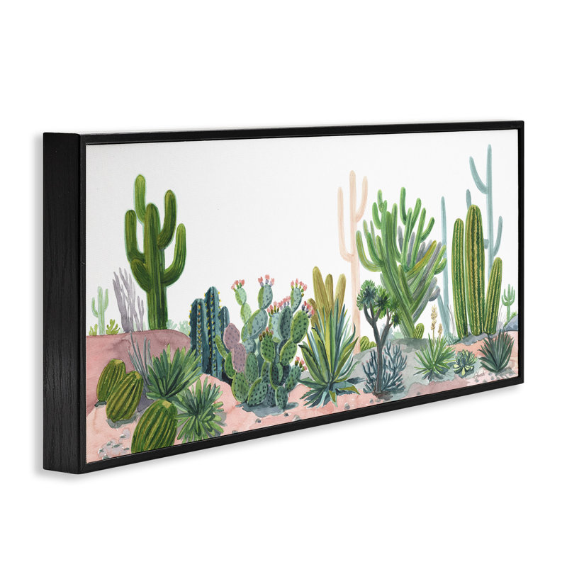 Varied Desert Vegetation Cacti by Cherish Flieder - Floater Frame Print on Wood, Midnight Black Framed Giclee