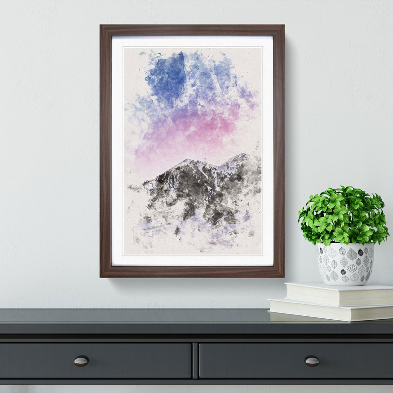 Mountains in Weissenbach Italy - Picture Frame Painting Print, 33cm H x 24cm W x 2cm D, Walnut Framed