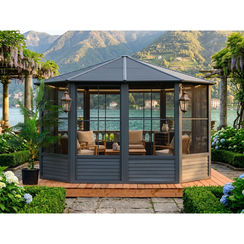 Florence Solarium with Metal Roof, Slate, Slate, 12 Ft. W x 12 Ft. D