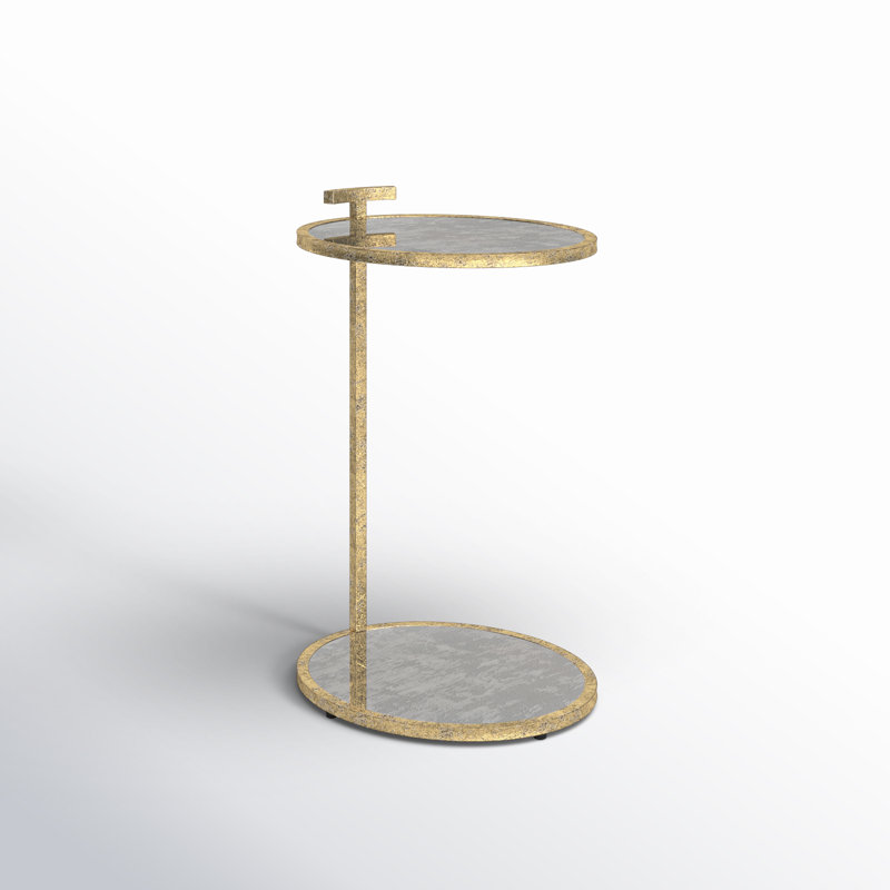 Erma Glass C Table End Table with Storage, Gold