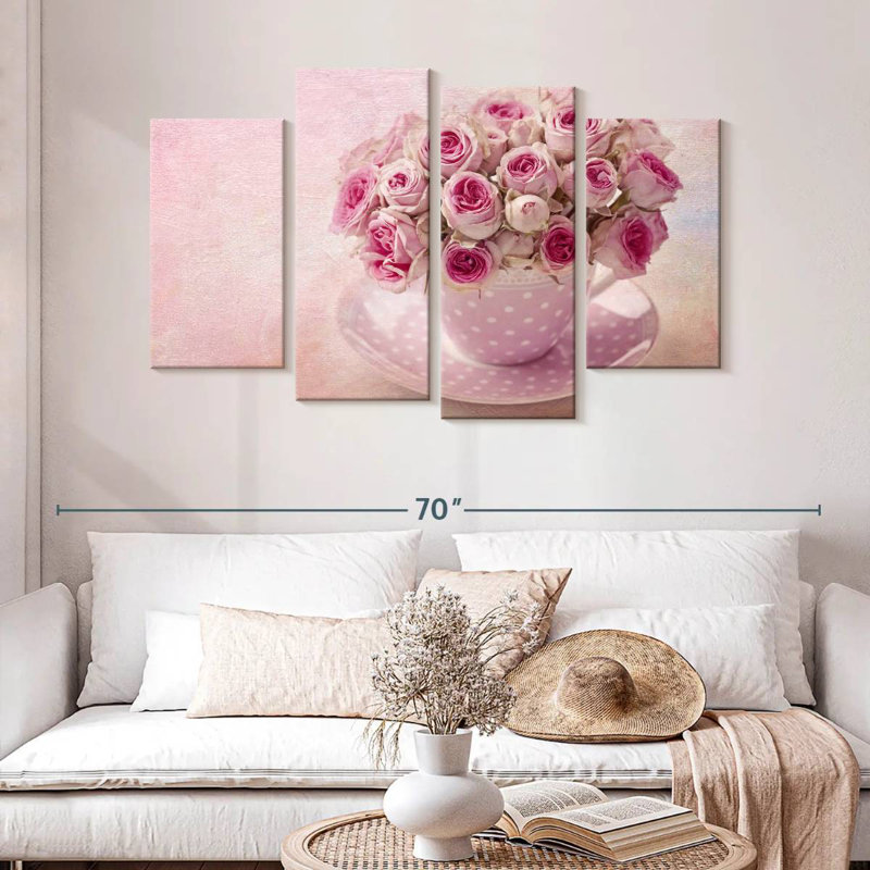 Tasses à thé Harnek roses roses, H 32 po x l 52 po