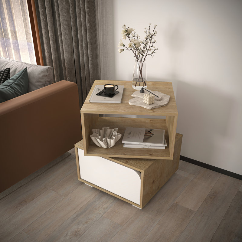 End Table, Oak Body / White Door