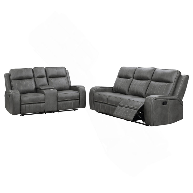 Ensemble de canapé inclinable 2 pièces gris