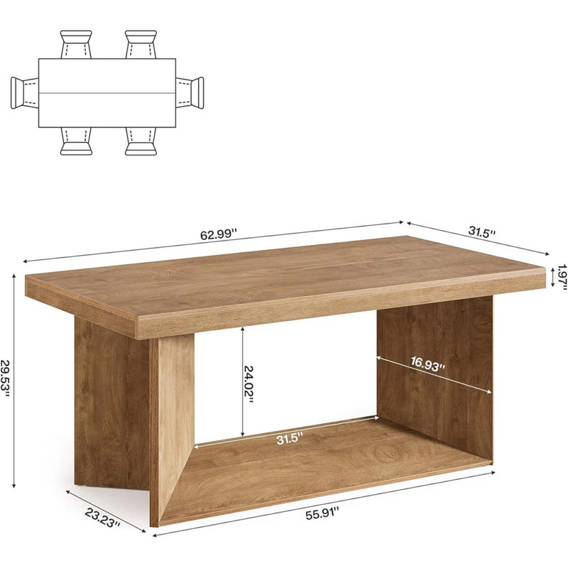 Table de salle à manger ferme robuste pour la maison, la cuisine, le bureau et les espaces de rassemblement avec une surface spacieuse et un design en grain de bois intemporel.