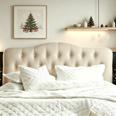 Linen Upholstered Headboard-Modern-Adjustable Height-Diamond Tufting
